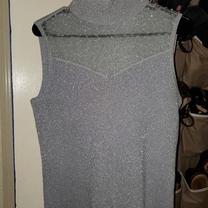 Silver beaded dressy sleeveless top